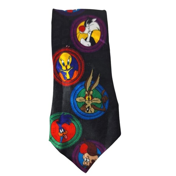 Vintage 1993 Looney Tunes Taz Tweety Bugs Elmer Necktie - Picture 4 of 7